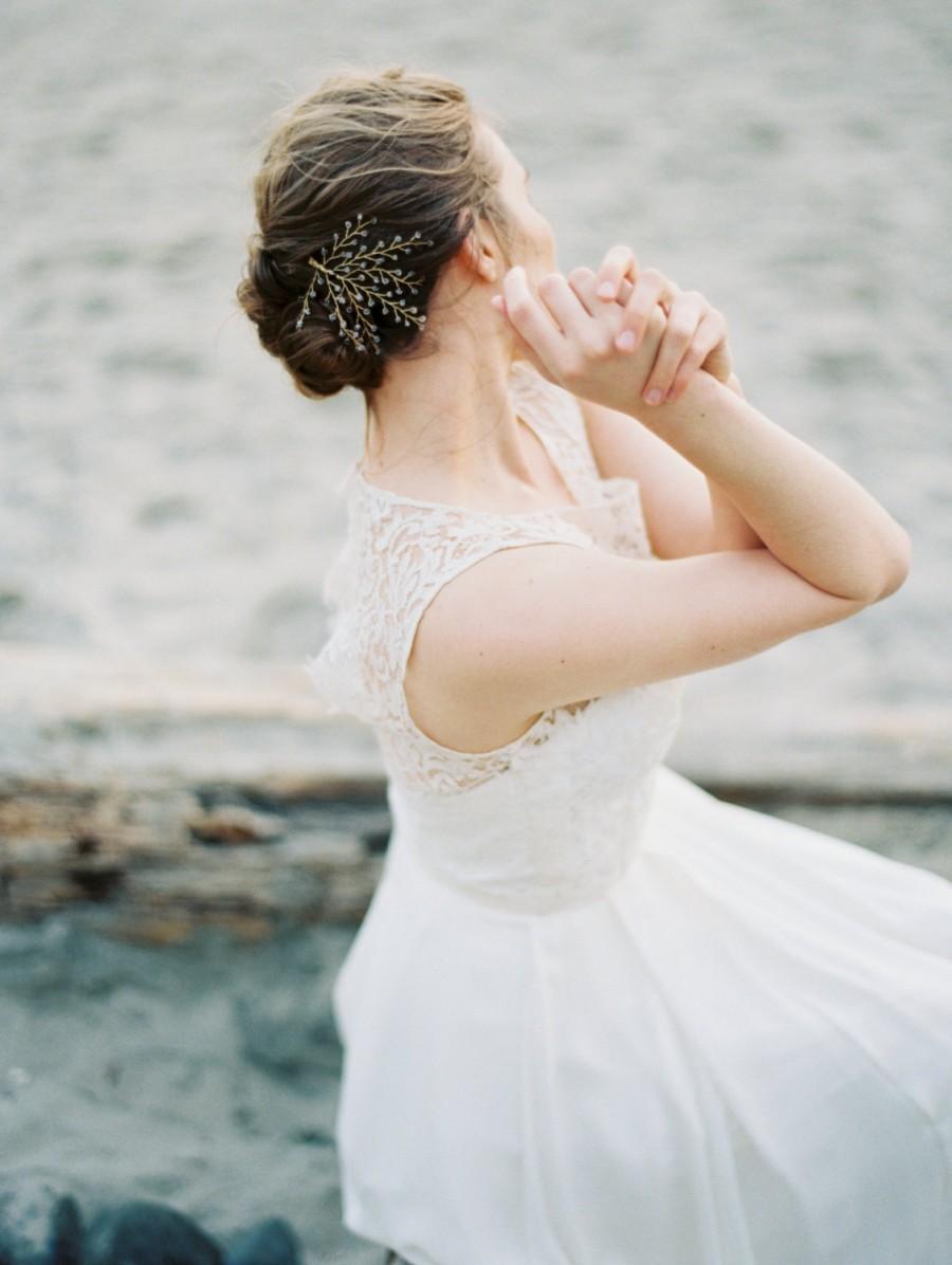 زفاف - Bridal Headpiece, Blush Pink Crystal Twigs, Wedding Hairpin  – Style 7114