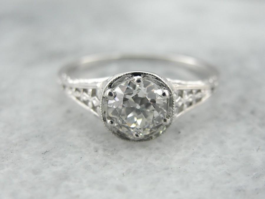 زفاف - Show Stopping Platinum Art Deco Diamond Vintage Engagement Ring M2EW22-R