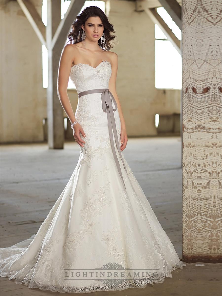 زفاف - Fit and Flare Sweetheart Lace Appliques Wedding Dresses - LightIndreaming.com