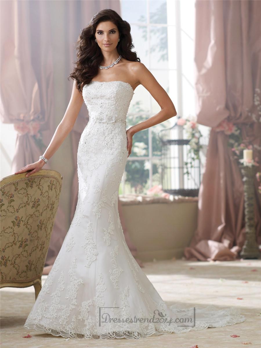Mariage - Strapless Lace Appliques Mermaid Wedding Dresses - Modbridal.com