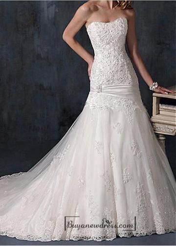 Wedding - Beautiful Satin Strapless Wedding Dress