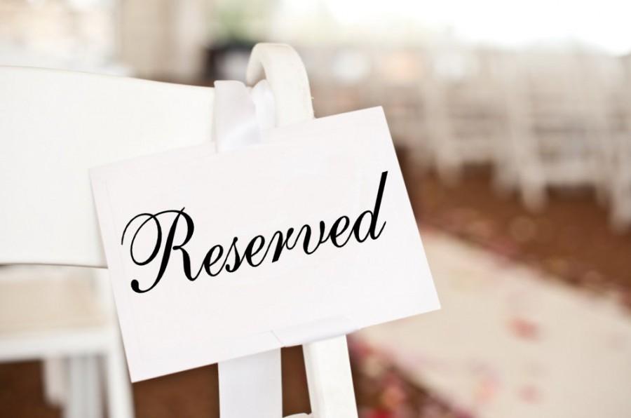 Hochzeit - Reserved Sign, reserved card, wedding ceremony decor, reserved seating wedding signage