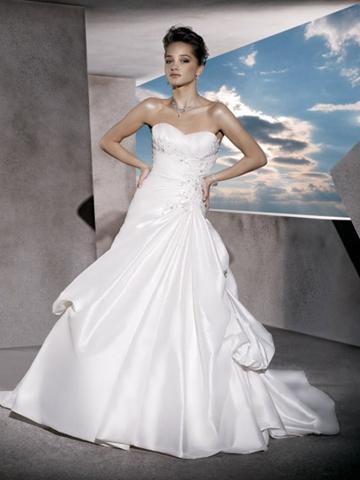 Wedding - Taffeta Classic A-line Asymmetrical Ruched Wedding Dress with Sweetheart Neck