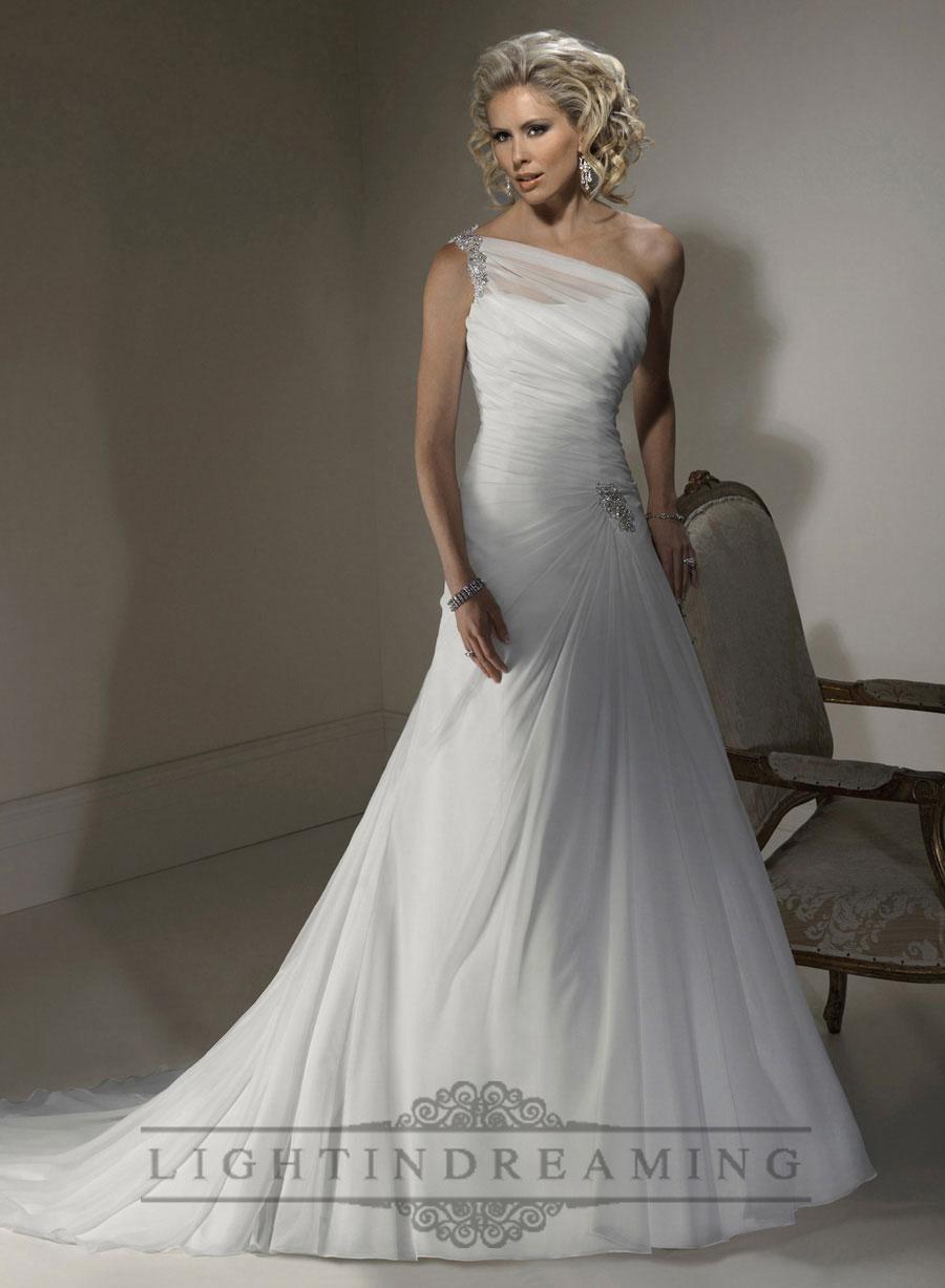 Hochzeit - A-line Wedding Dresses with One Shoulder Neckline and Corset Closure - LightIndreaming.com
