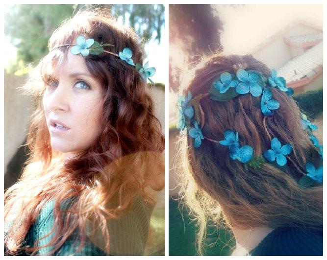 Mariage - bridal flower hair wreath, hair crown, spring wedding crown, floral headpiece, spring wedding, bridal crown, floral hair crown,  'Marian'