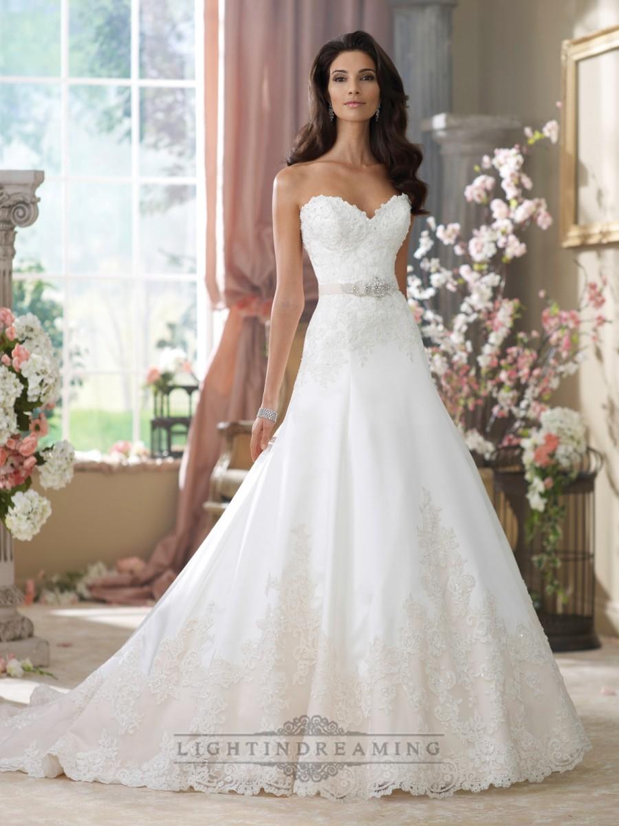 Hochzeit - Strapless Sweetheart A-line Lace Appliques Wedding Dresses - LightIndreaming.com
