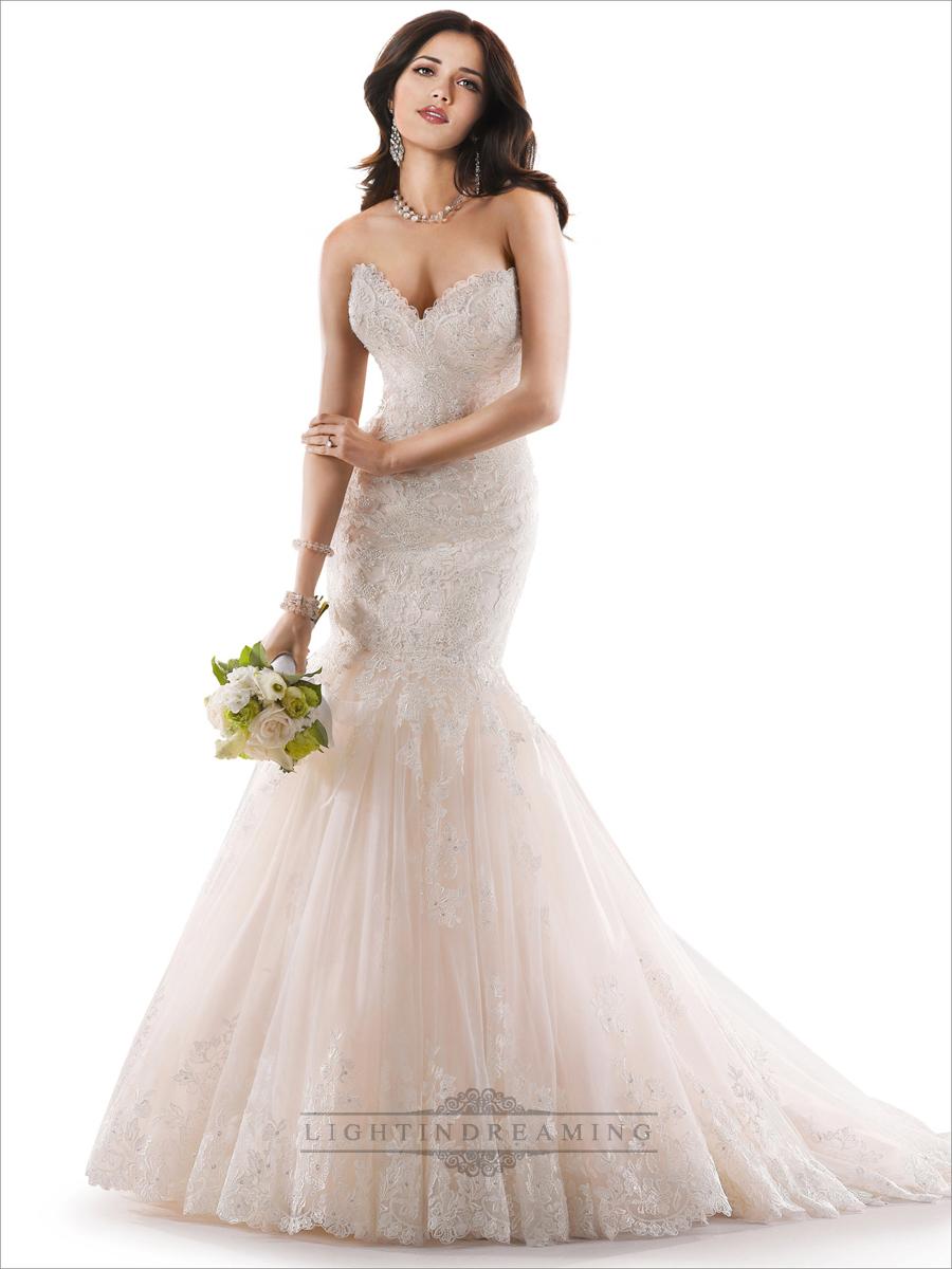 Свадьба - Sweetheart Mermaid Lace Wedding Dresses with Corset Back - LightIndreaming.com