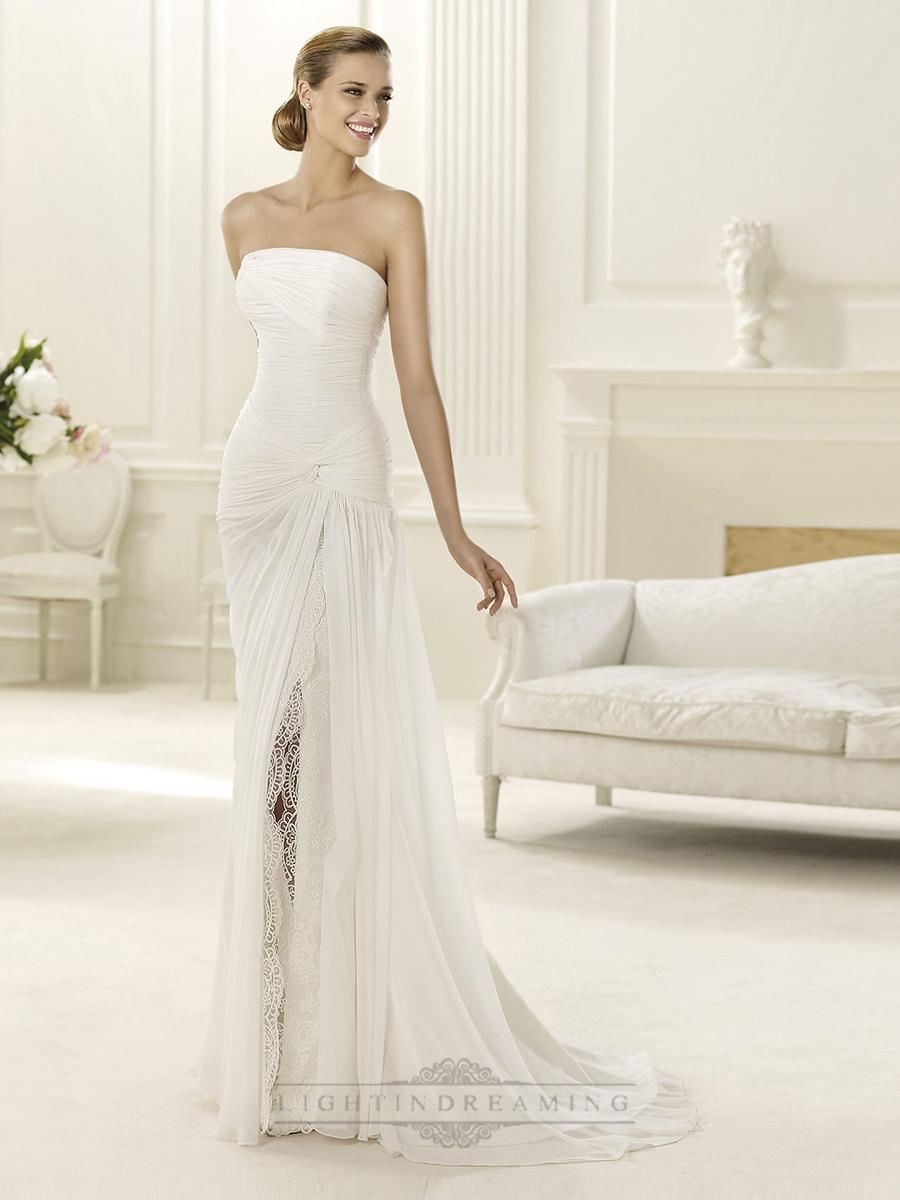 Hochzeit - 2014 Charming Flattered Strapless Draped Wedding Dresses with Split Skirt - LightIndreaming.com