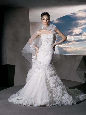 Mariage - Low Back Organza Sweetheart Neck Wedding Dress with One-shoulder Strap