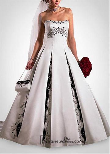 زفاف - Beautiful Elegant Satin A-line Strapless Wedding Dress In Great Handwork