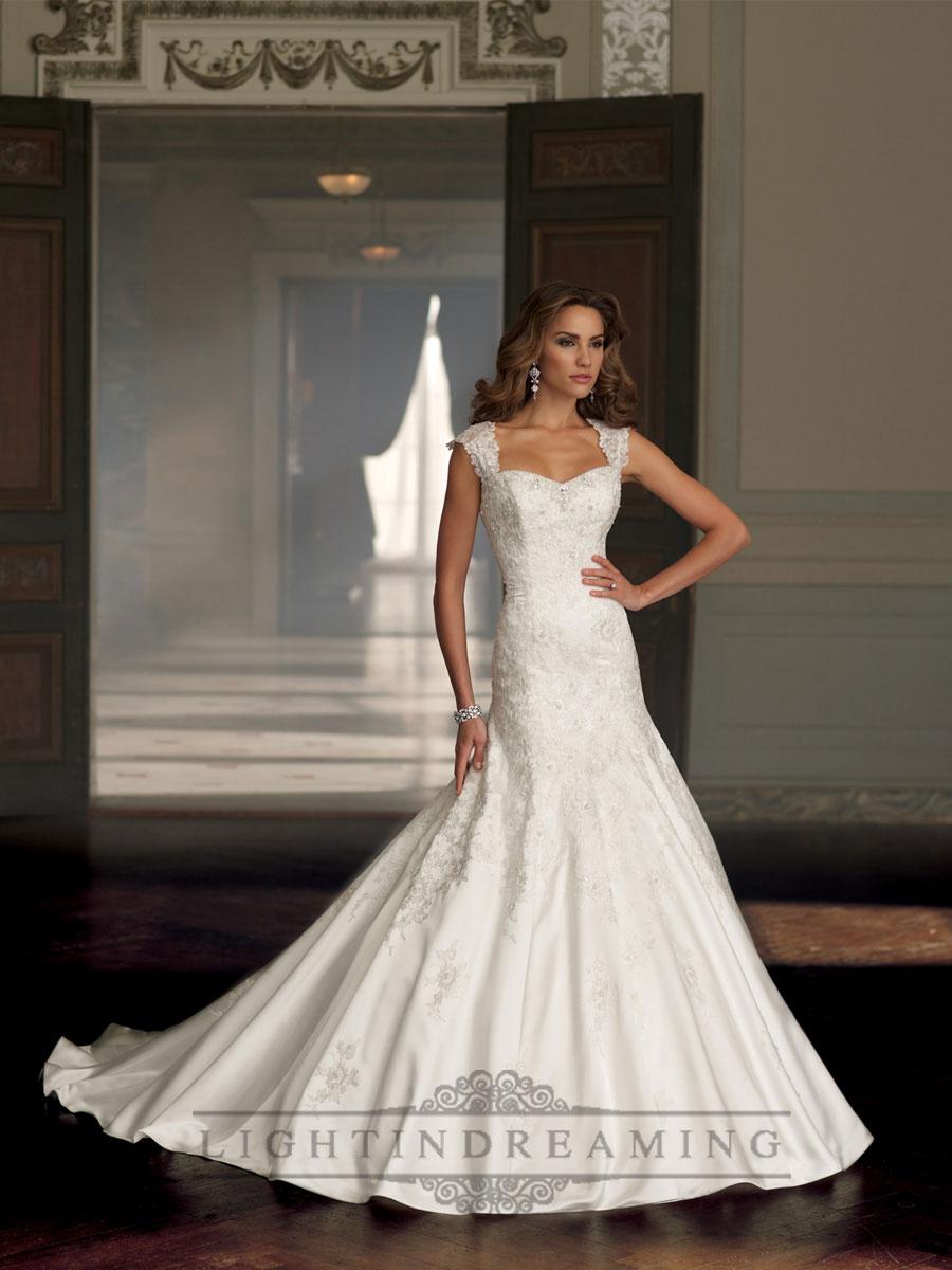 زفاف - Cap Sleeves A-line Sweetheart Beaded Wedding Dresses - LightIndreaming.com