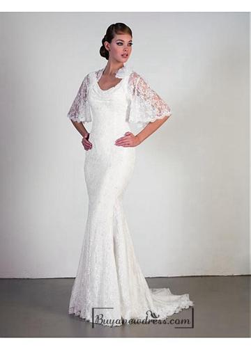 Hochzeit - Beautiful Elegant Exquisite Sheath Scoop Lace Wedding Dress In Great Handwork