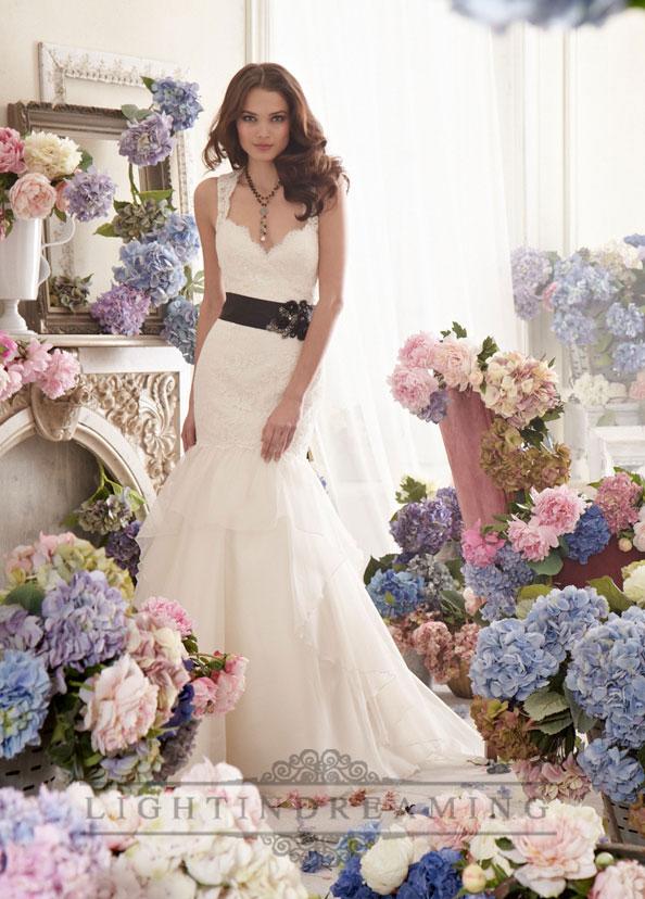 Mariage - Straps A-line Sweetheart Keyhole Back Lace Wedding Dresses - LightIndreaming.com