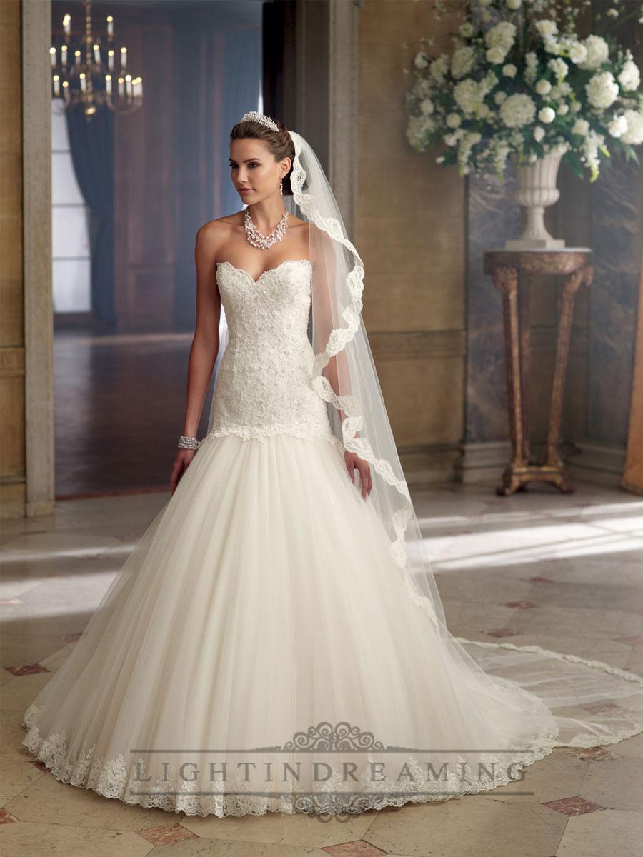 Hochzeit - Strapless A-line Sweetheart Wedding Dresses with Scalloped Droppd Waist - LightIndreaming.com