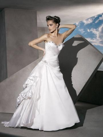 Wedding - Organza Taffeta A-line Wedding Dress with Lace-up Back and Jewel Neck