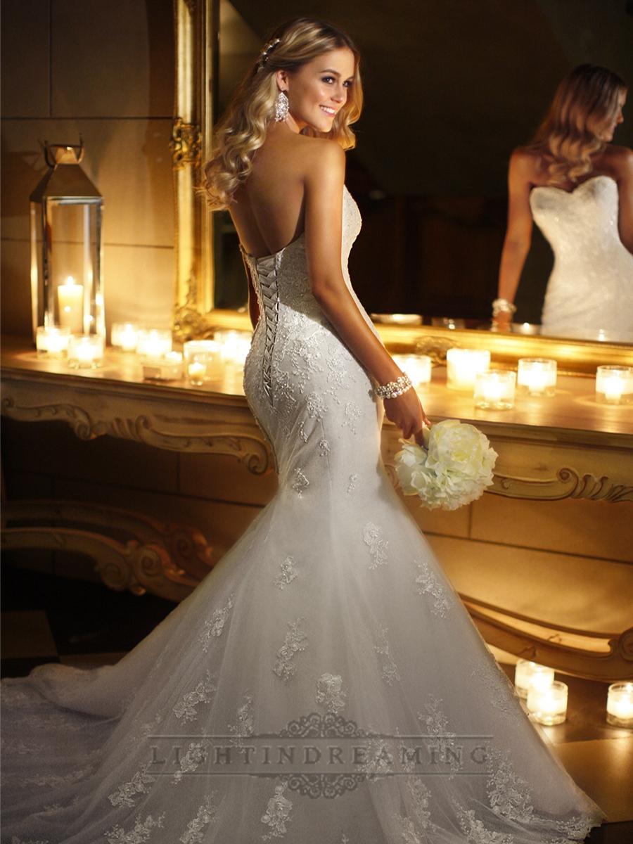 زفاف - Sweetheart Beaded Lace Appliques Fit and Flare Wedding Dresses - LightIndreaming.com