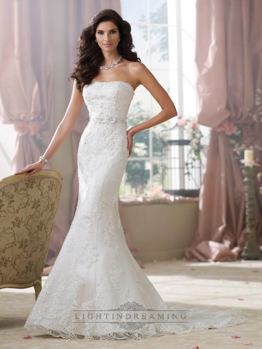 Mariage - Strapless Lace Appliques Mermaid Wedding Dresses - LightIndreaming.com