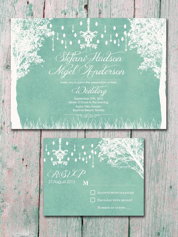 Свадьба - Digital - Printable Files - Mint - In the Winter Garden Wedding Invitation and Reply Card Set - Wedding Stationery - ID80M