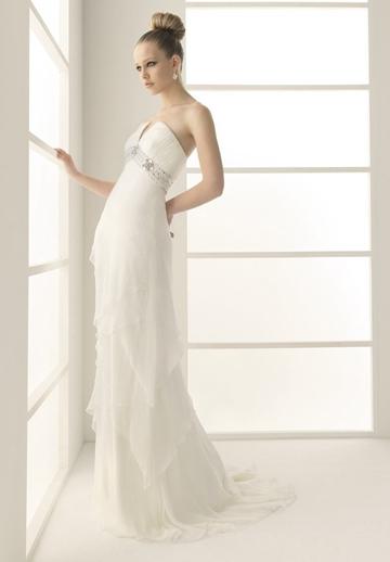 زفاف - Chiffon Strapless A-line Beaded Sexy Wedding Dress