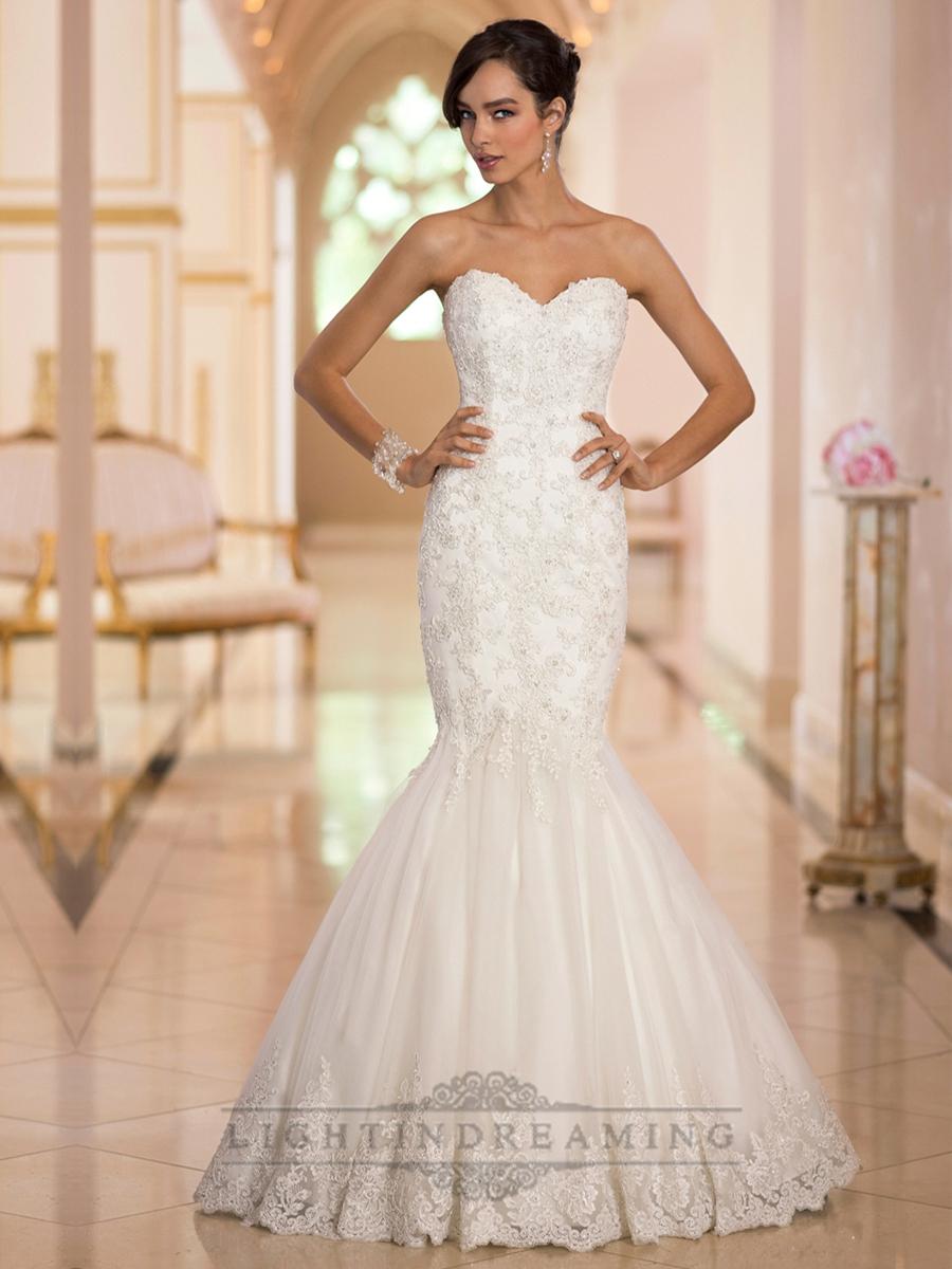 Свадьба - Elegant Sweetheart Handcrafted Lace Appliques Mermaid Designer Wedding Dresses - LightIndreaming.com