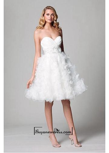 Hochzeit - Adorable Organza & Satin Ball Gown Strapless Sweetheart Neckline Empire Waist Short Bridal Dress