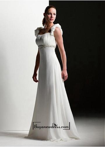 Hochzeit - Beautiful Elegant Exquisite A-line Chiffon Wedding Dress In Great Handwork