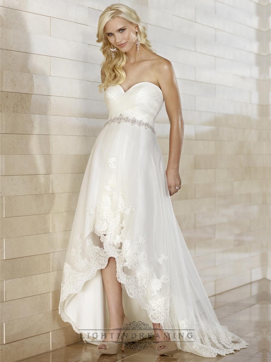 Wedding - Gorgeous Slim High-low Sweetheart Ruched Bodice Wedding Dresses - LightIndreaming.com