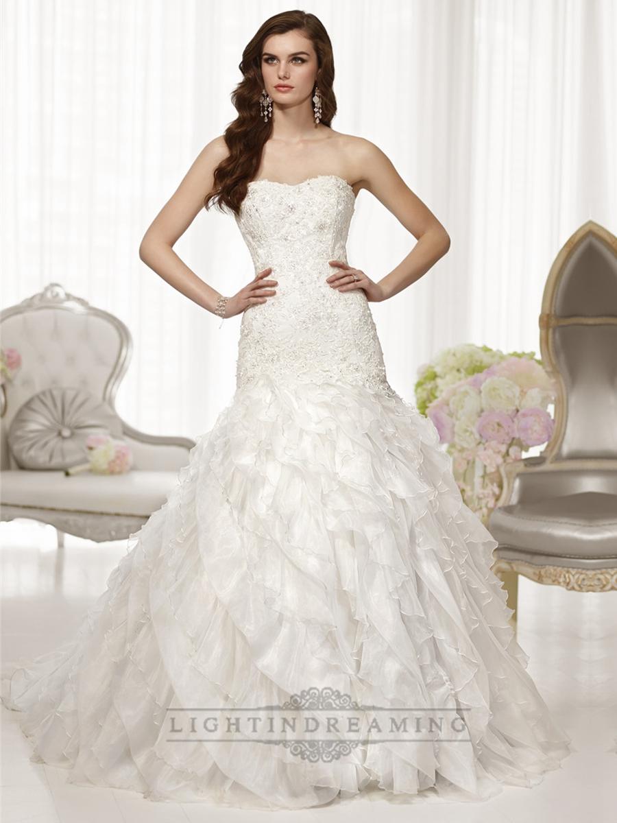 زفاف - Fit and Flare Semi Sweetheart Neckline Wedding Dresses with Pleated Skirt - LightIndreaming.com