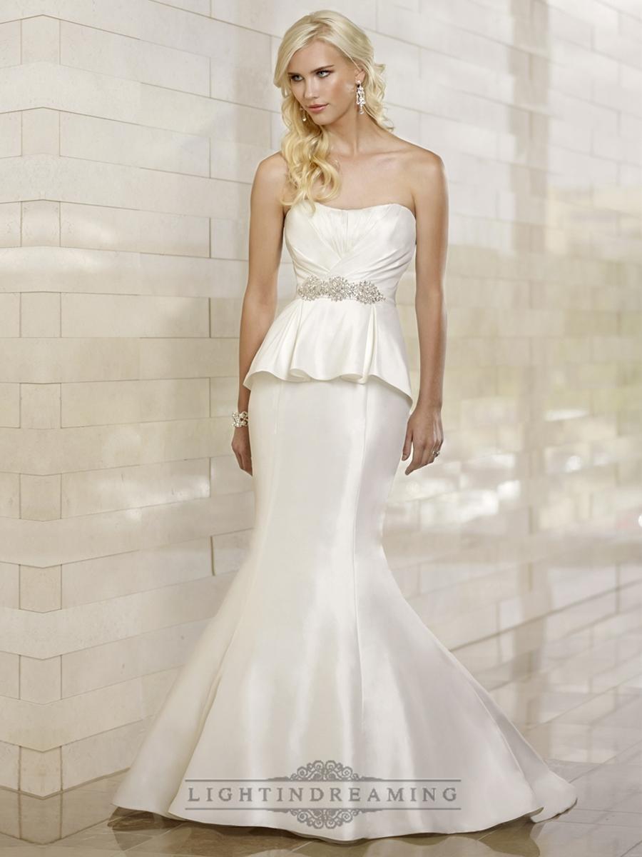 زفاف - Modern Mermaid Strapless Ruched Bodice Wedding Dresses with Ruffled Skirt - LightIndreaming.com