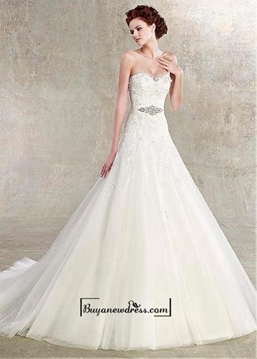 Hochzeit - Alluring Satin&Tulle A-line Sweetheart Neckline Natural Waistline Wedding Dress