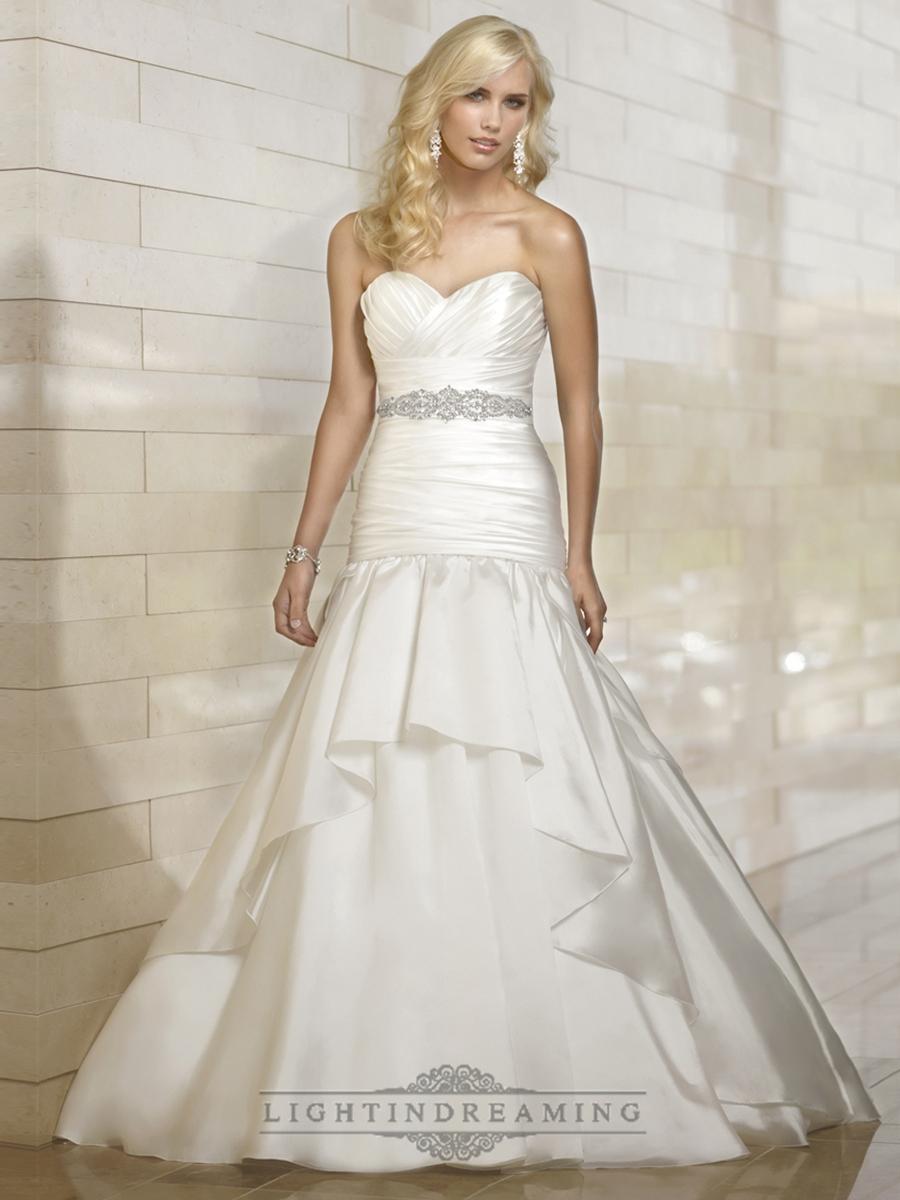 زفاف - Organza Fit and Flare Cross Sweetheart Pleated Wedding Dresses with Tiered Skirt - LightIndreaming.com