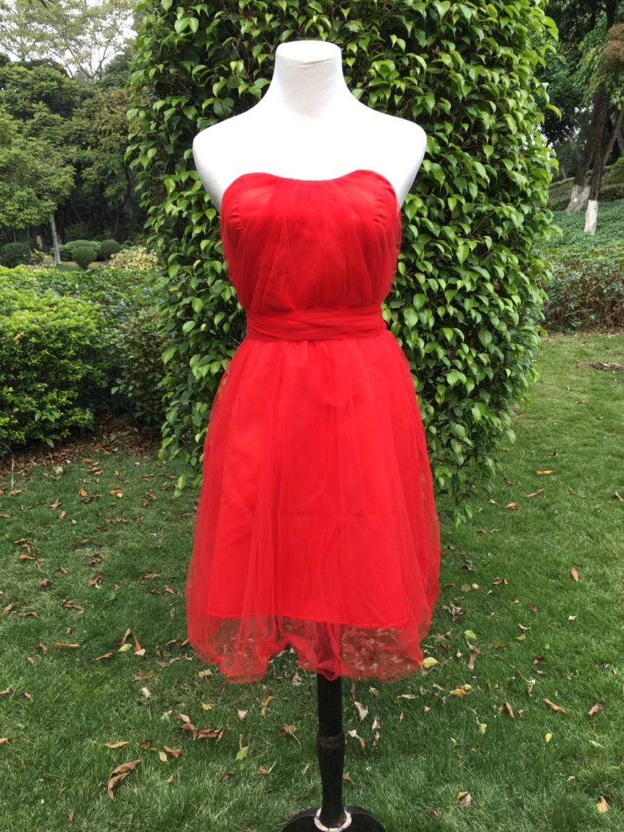 Hochzeit - Bridesmaid Dress Infinity Dress Chilli Red Knee Length Wrap Convertible Dress Wedding Dress