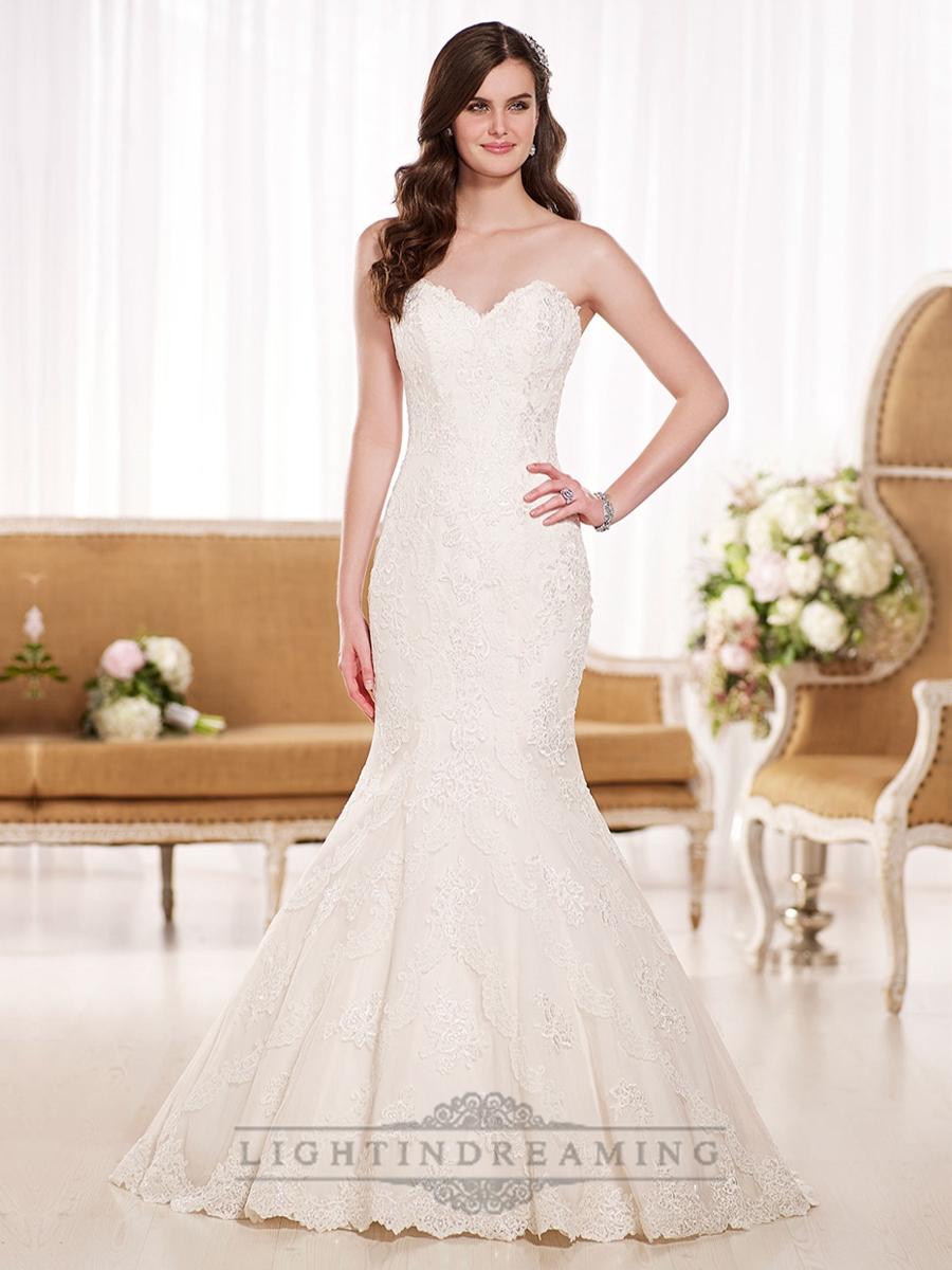 Свадьба - Stunning Strapless Sweetheart Fit and Flare Lace Wedding Dresses - LightIndreaming.com