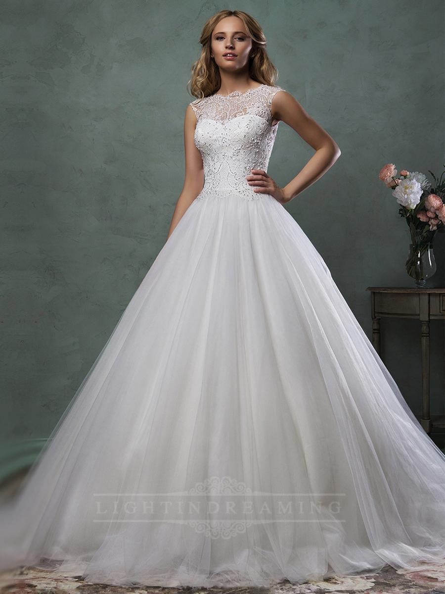 Hochzeit - Sleeveless Bateau Neckline Beaded Bodice A-line Wedding Dress - LightIndreaming.com