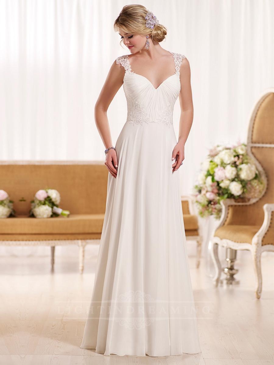 Mariage - Sheath Straps Beach Wedding Dress with Lace Illusion Back - LightIndreaming.com