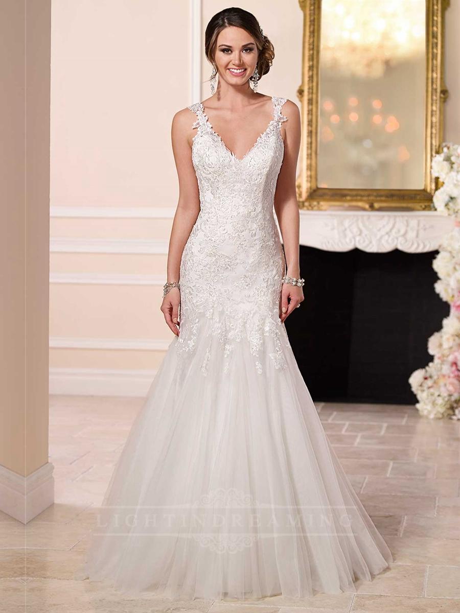 زفاف - Fit and Flare Beaded Lace and Tulle Satin Wedding Dress - LightIndreaming.com