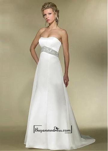 زفاف - Attractive Satin Empire Strapless Empire Waist Wedding Dress