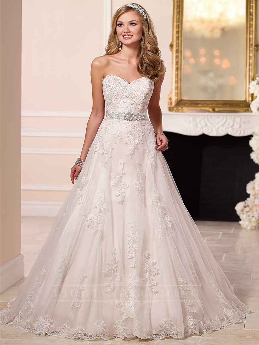 Свадьба - Sweetheart A-line Princess Lace Wedding Dress - LightIndreaming.com
