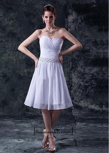Mariage - Beautiful Chiffon & Satin A-line Sweetheart Pleated Wedding Dress