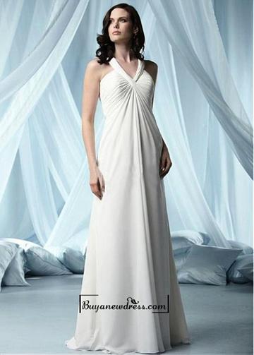 Wedding - Beautiful Chiffon & Satin Empire V-neck Floor Length Wedding Dress