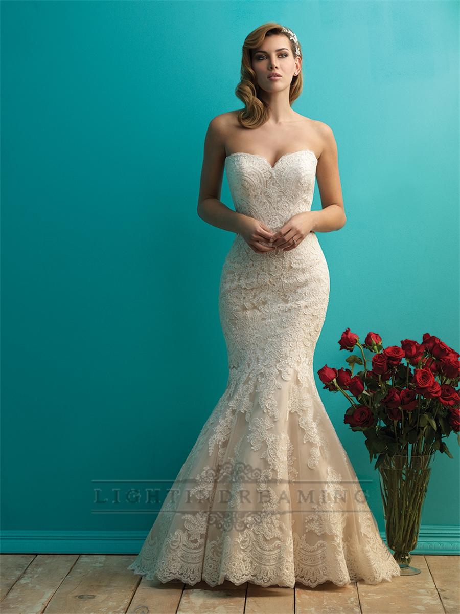 Hochzeit - Fit and Flare Sweetheart Lace Wedding Dresses - LightIndreaming.com