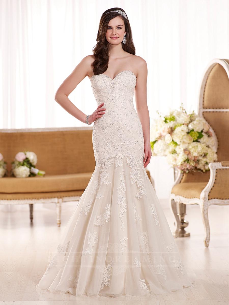 Hochzeit - Fit and Flare Sweetheart Neckline Lace Embellished Wedding Dress - LightIndreaming.com