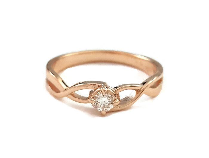 Mariage - Infinity Engagement Ring-14k Rose Gold With Diamond , Infinity Ring, Promise Ring, Diamond Ring, Rose Gold Ring, Rose Gold Engagement Ring