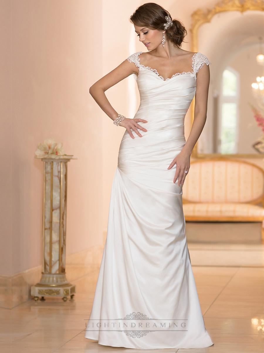Wedding - Classic Illusion Cap Sleeves Sweetheart Ruched Bodice Wedding Dresses - LightIndreaming.com