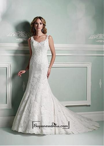 Wedding - Alluring Polka Dot Tulle & Satin Square Neckline Natural Waistline A-line Wedding Dress