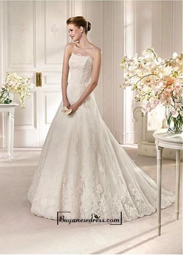 زفاف - Alluring Satin&Tulle A-line Bateau Neckline Natural Waistline Wedding Dress