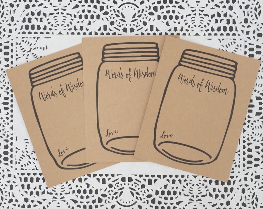 زفاف - Words of Wisdom Cards - Mason Jar - Wedding Advice Card - Kraft Brown - Baby or Bridal Shower Game - Wedding Notes - Marriage Advice