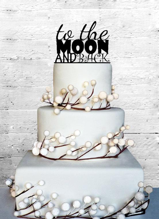 Wedding - To The Moon and Back Wedding Cake topper Monogram cake topper Personalized Cake topper Acrylic Cake Topper