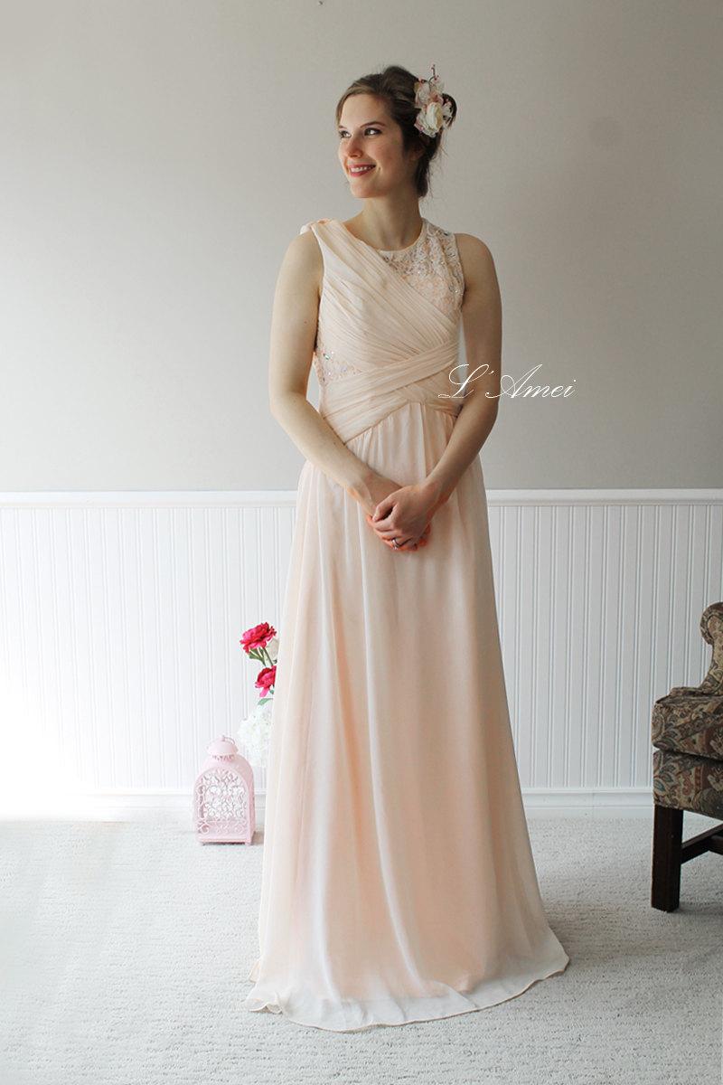 Mariage - Custom Made Beaded and Rhinestone Asymmetrical Lace Wedding Dress Gown,Blush pink