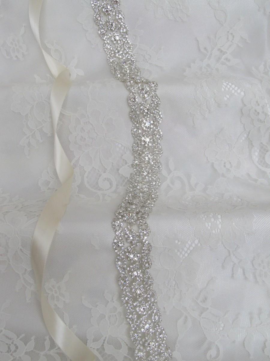 Hochzeit - Silver Crystal Rhinestone Bridal Sash,Wedding sash,Belts And Sashes,Bridal Accessories,Bridal Belt,Style # 16